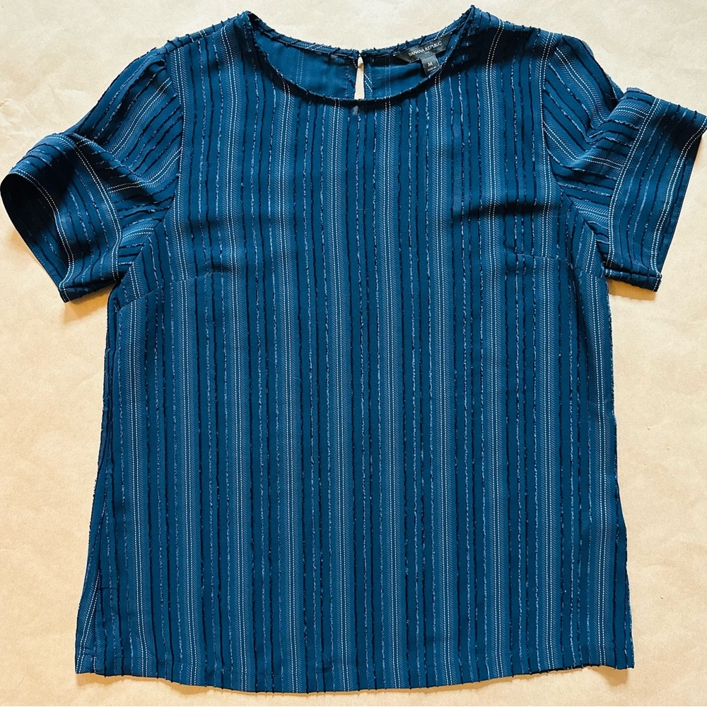 Banana Republic Blue Boxy Ribbed Blouse